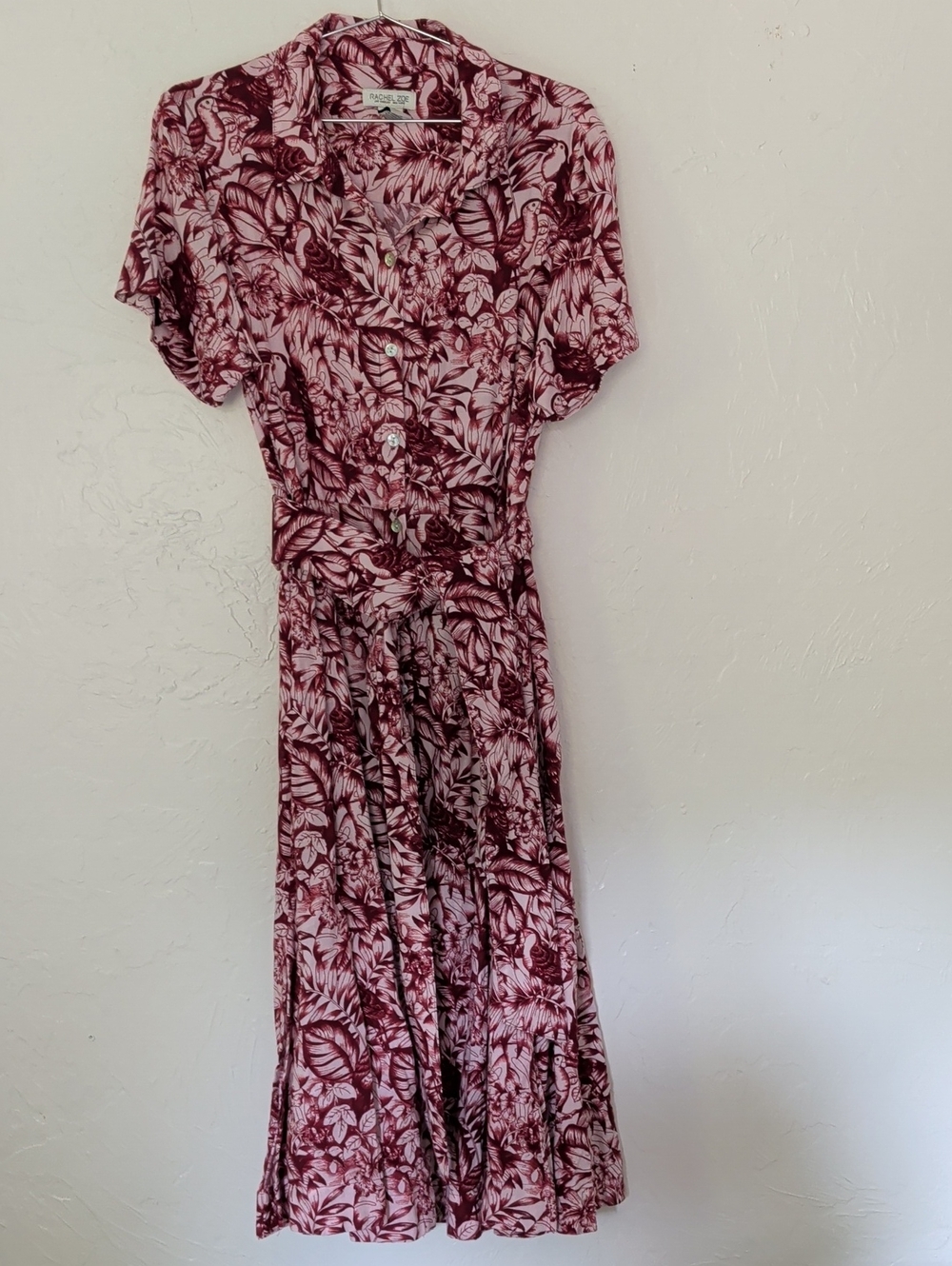Rachel Zoe Floral Button-Front Maxi Dress in Burgundy and Light Pink